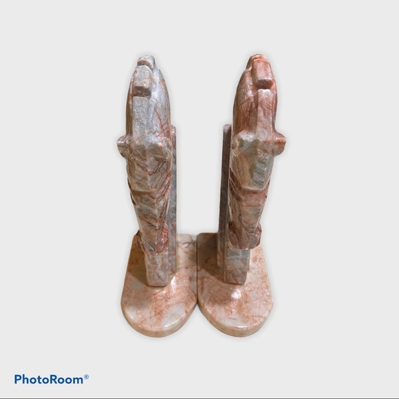 🤎SOLD🤎 Vintage Alabaster Horse Head Bookends - Picture 4 of 6